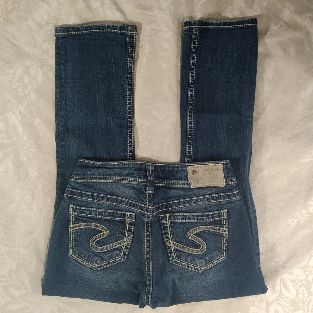 Silver Jeans Co Suki Capri Womens W26 Blue Stretchy Lowrise Embroidered 5 Pocket